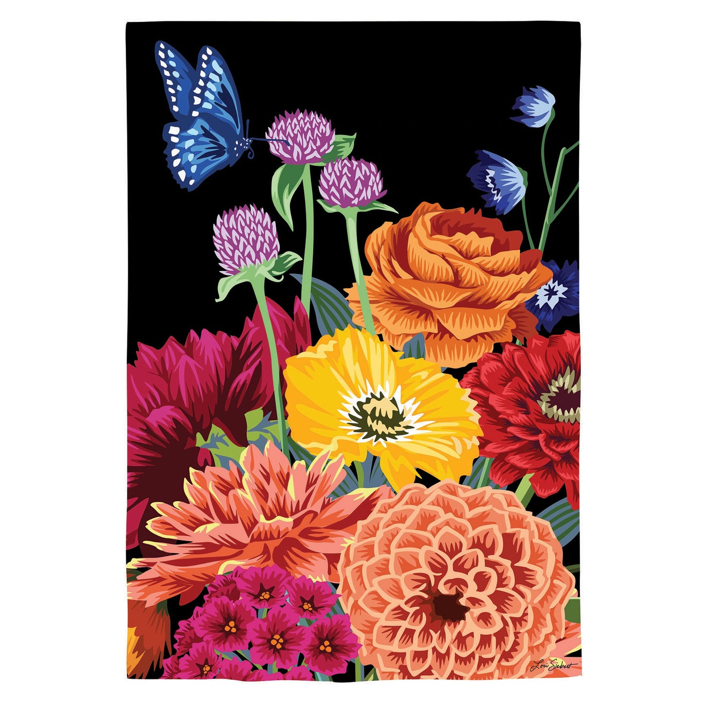 Dark French Tapestry Suede Garden Flag