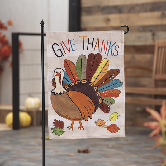 Tom Turkey Thanksgiving Burlap Garden Flag