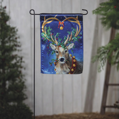 Santa's Reindeer Lustre Garden Flag