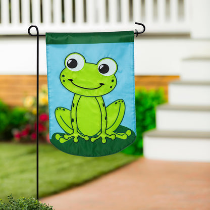 Frog Basic Applique Garden Flag