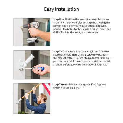 Adjustable Aluminum House Flag Bracket, White Finish