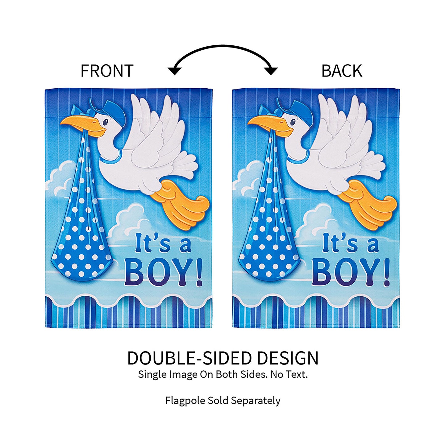 Stork with Special Delivery Suede Garden Flag, Boy
