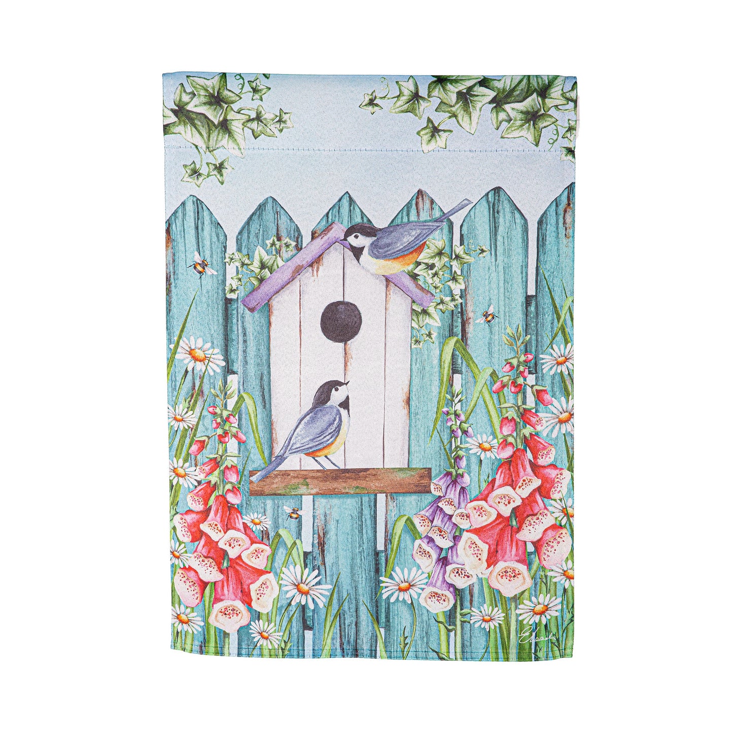 Birdhouse Suede Garden Flag