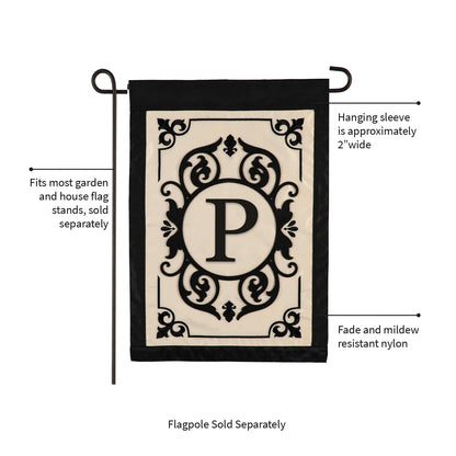 Cambridge Monogram Garden Applique Flag, Letter P