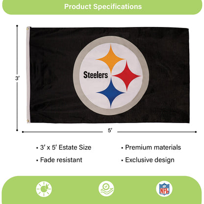 Pittsburgh Steelers Single Sided Estate Flag with 2 Grommets, 3'x5'