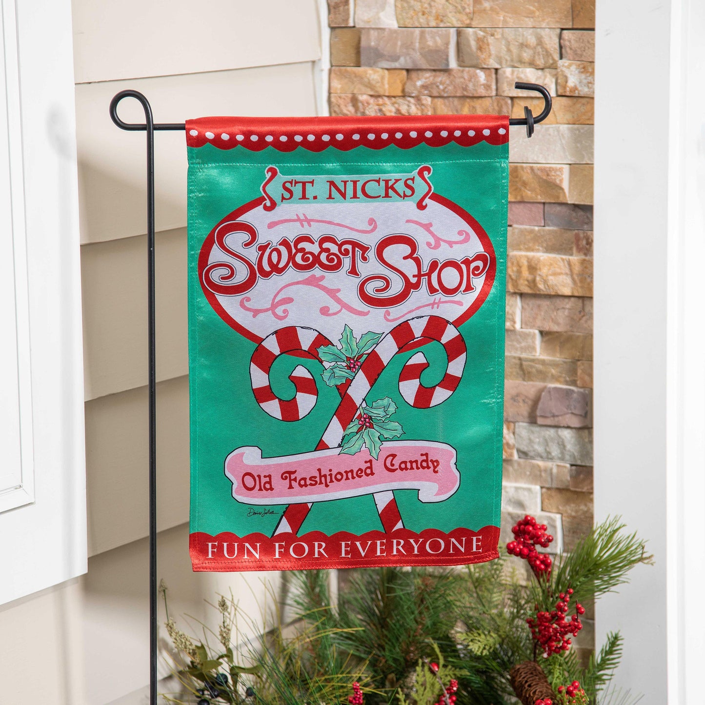 Sweet Shop Christmas Lustre Garden Flag