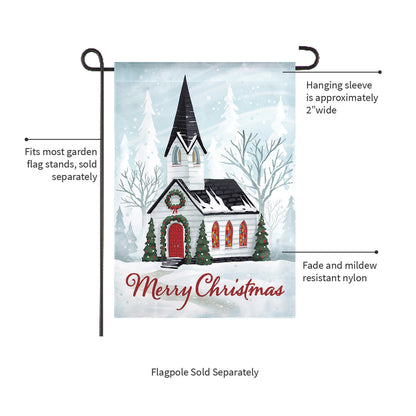 Winter Church Applique Garden Flag