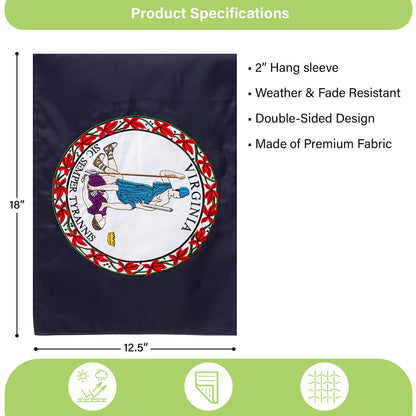 Virginia State Flag Garden Applique Flag