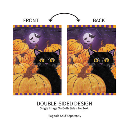 Pumpkin Patch Cat Applique Garden Flag