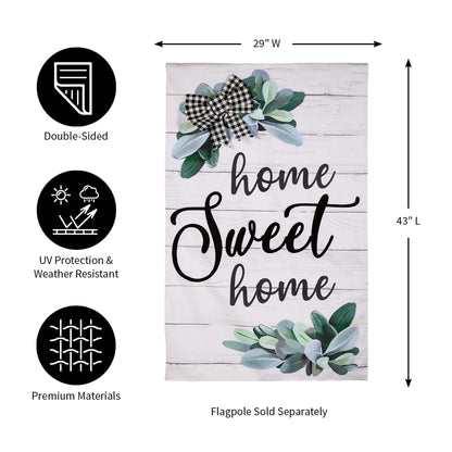 Home Sweet Home Eucalyptus House Burlap Flag