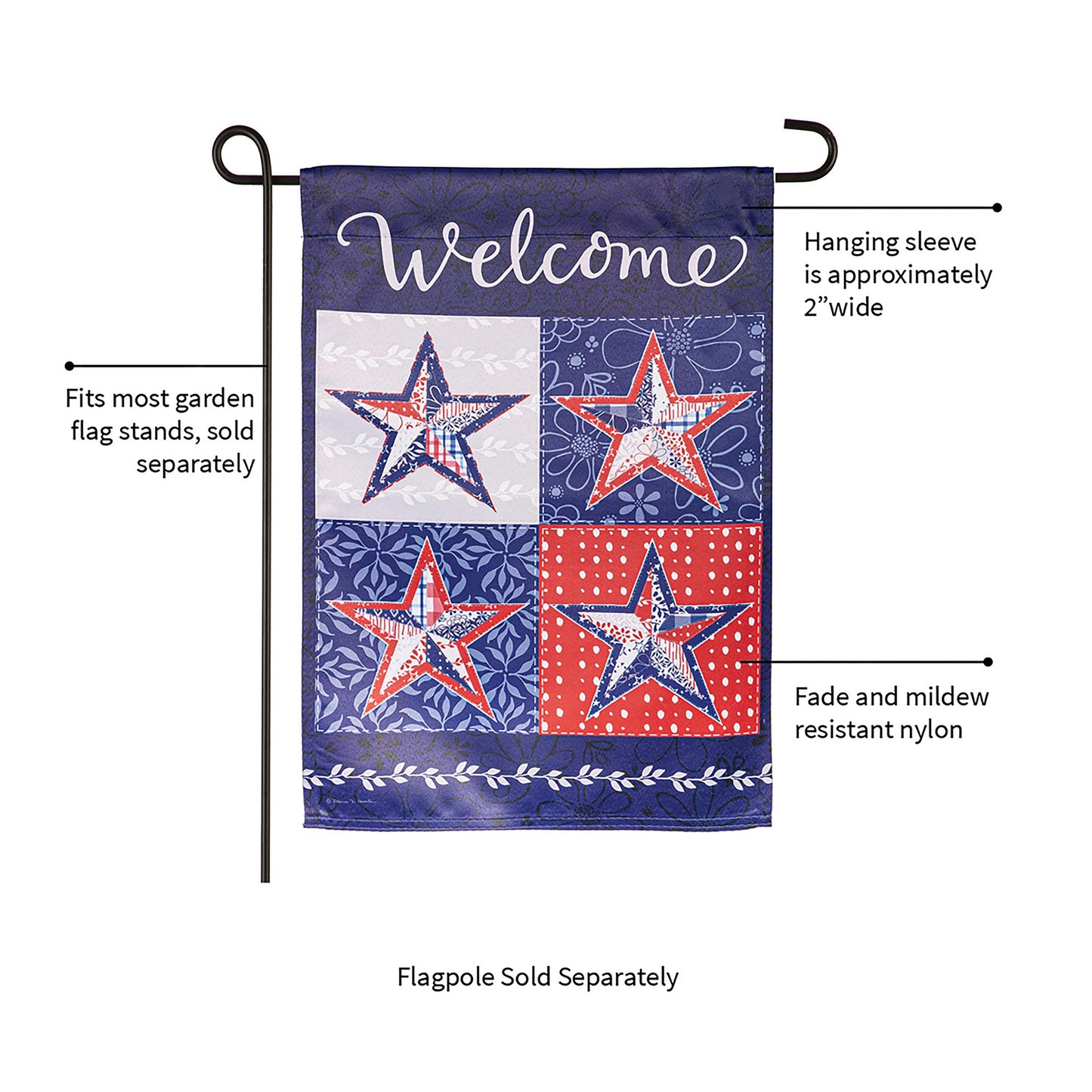 Red, White, and Blue Stars Suede Garden Flag