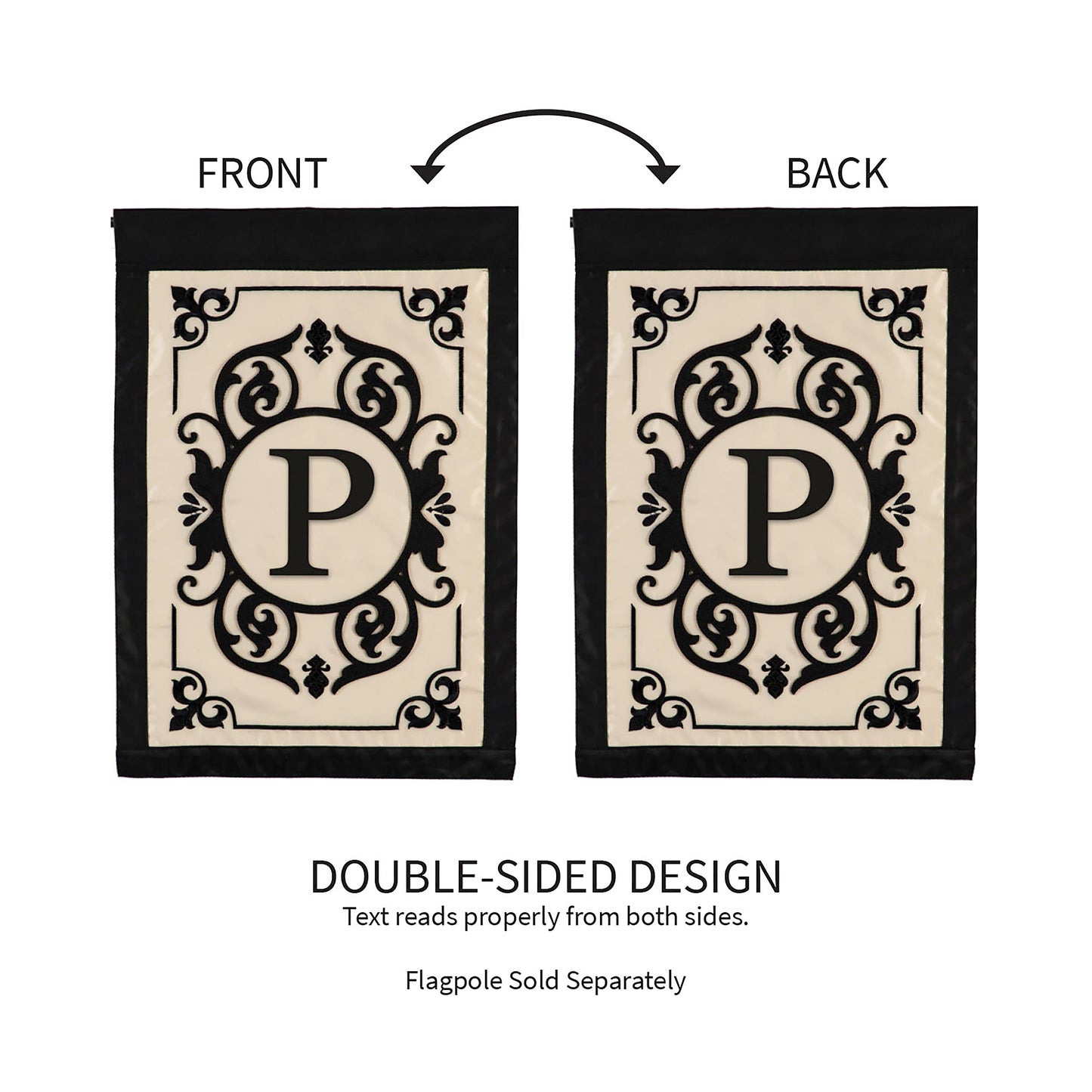 Cambridge Monogram Garden Applique Flag, Letter P