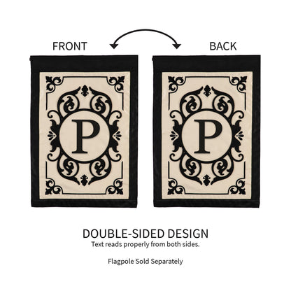 Cambridge Monogram Garden Applique Flag, Letter P