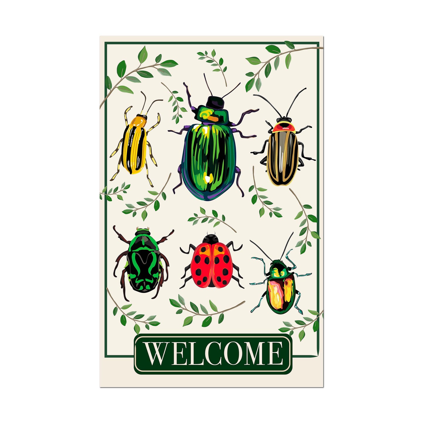 Garden Beetles Applique House Flag