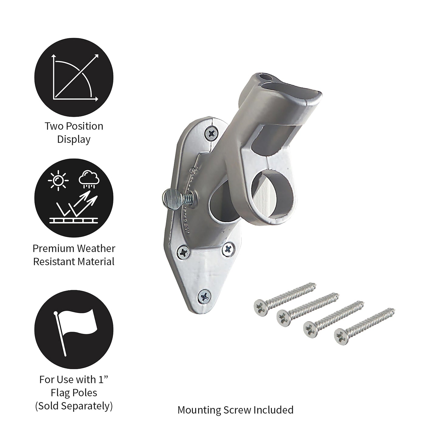 2-Position Aluminum House Flag Bracket, Aluminum Finish