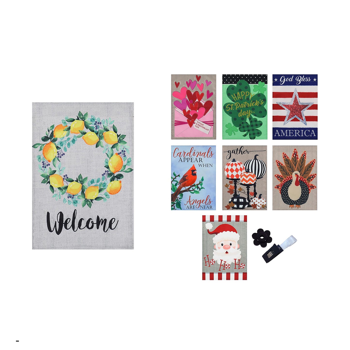 Seasonal Burlap Flag Set of 8