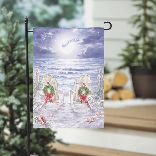 Christmas on the Beach Suede Garden Flag