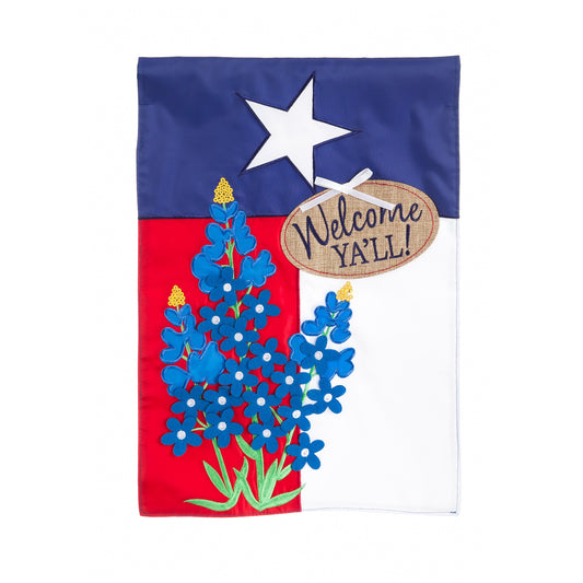 Texas Blue Bonnets Garden Applique Flag