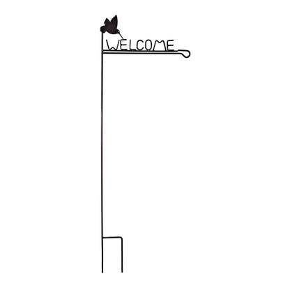 Hummingbird Welcome Garden Flag Stand