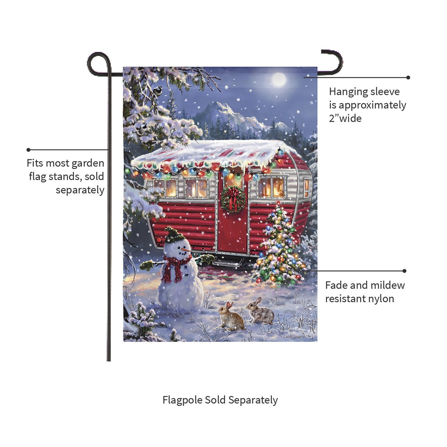 Christmas Camper Lustre Garden Flag