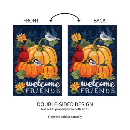Welcome Friends of Fall  Applique House Flag