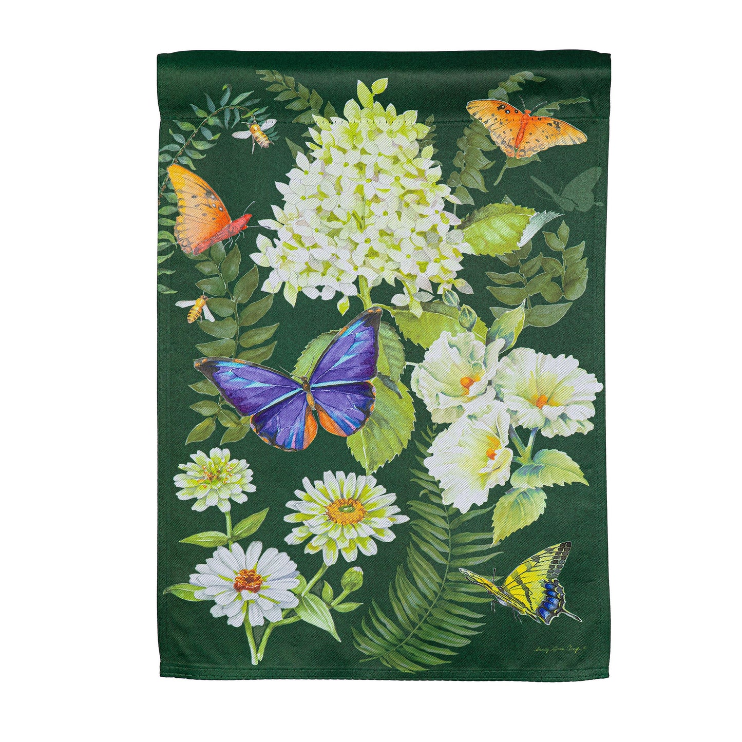 Flutters and Flowers Suede Garden Flag