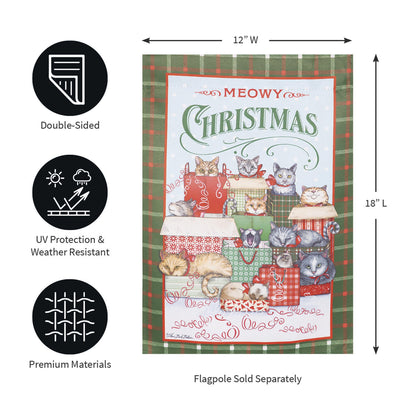 Meowy Christmas Suede Garden Flag