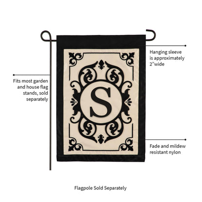 Cambridge Monogram Garden Applique Flag, Letter S