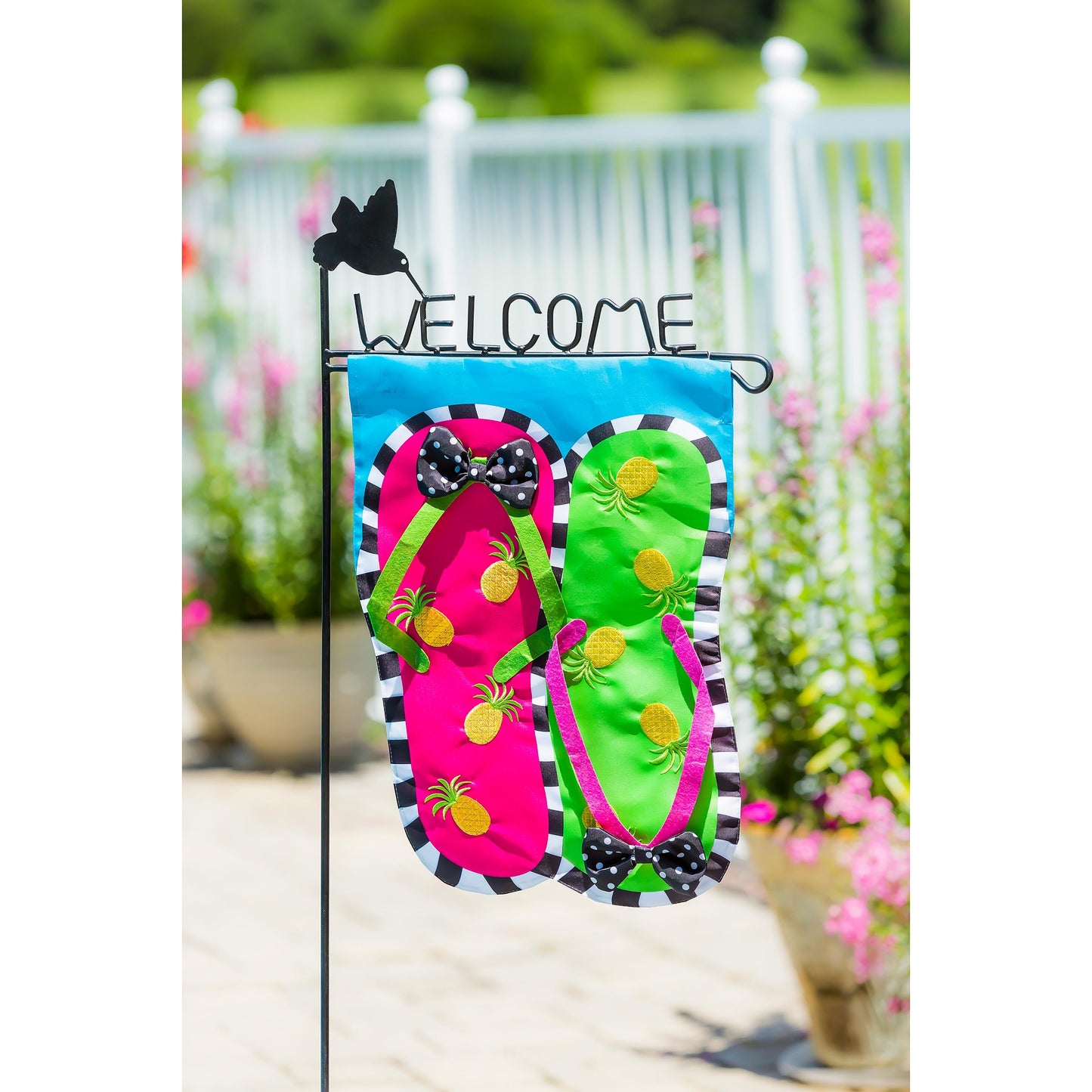 Pineapple Flip Flops Garden Applique Flag