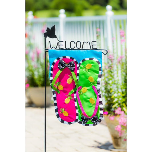 Pineapple Flip Flops Garden Applique Flag