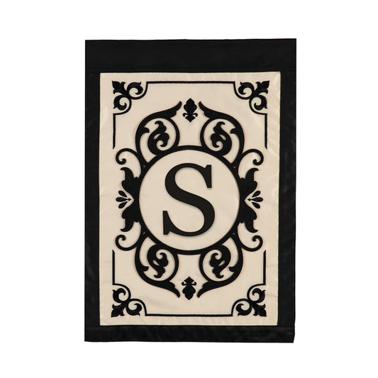 Cambridge Monogram Garden Applique Flag, Letter S