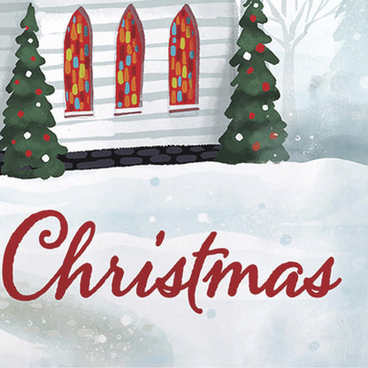 Winter Church Applique Garden Flag