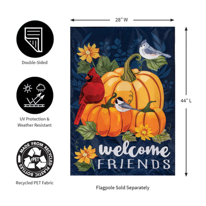 Welcome Friends of Fall  Applique House Flag