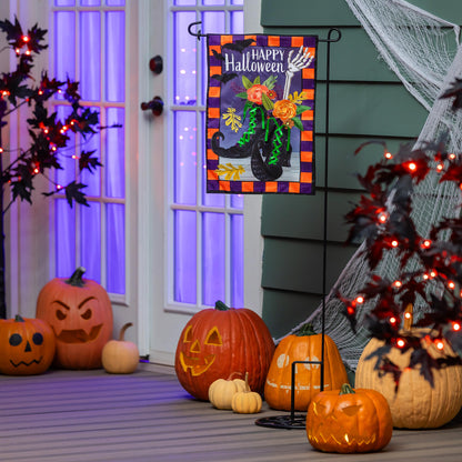 Happy Halloween Witches Boots Applique Garden Flag