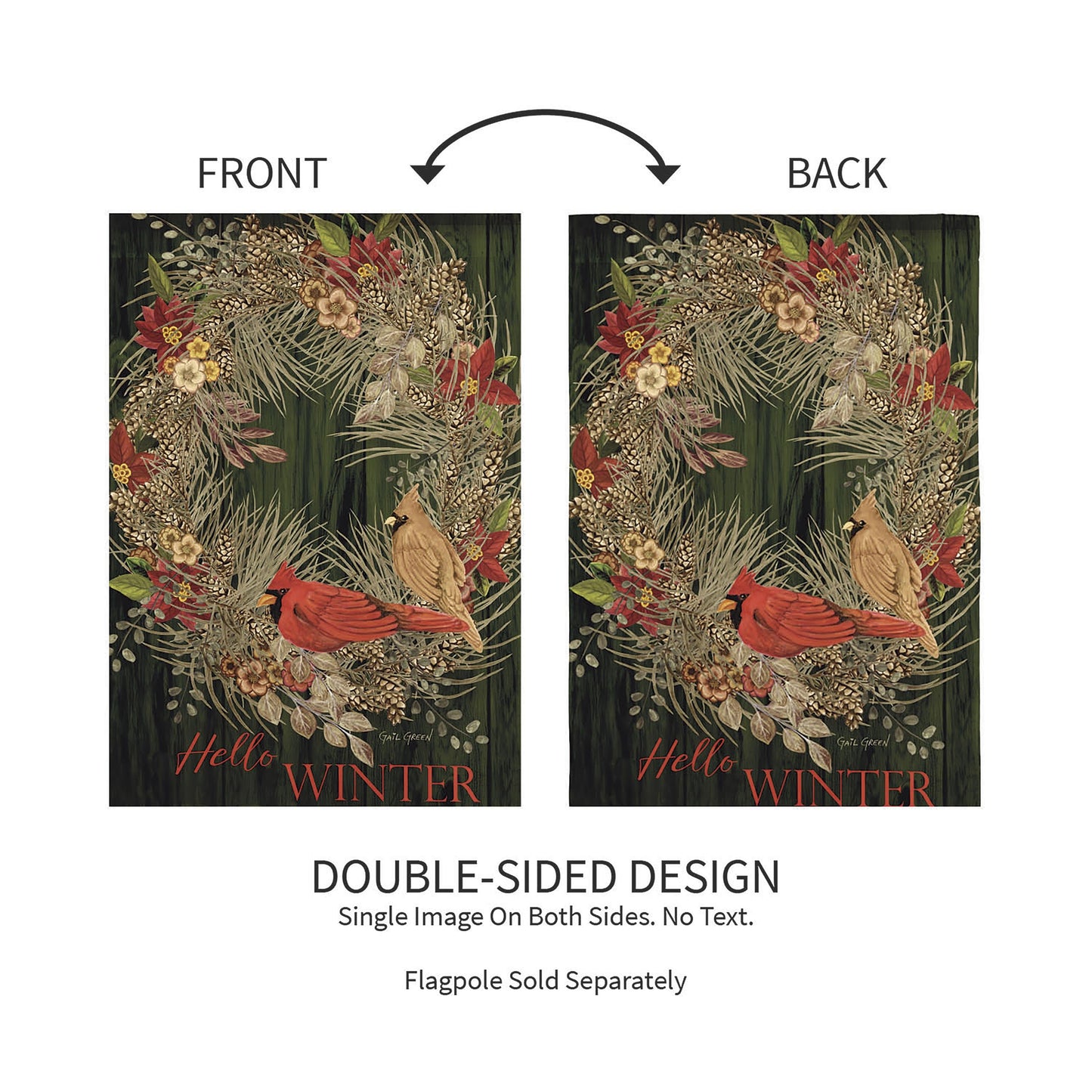 Hello Winter Moire Garden Flag