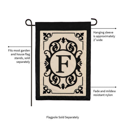 Cambridge Monogram Garden Applique Flag, Letter F
