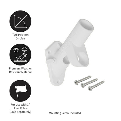 2-Position Cast Iron House Flag Bracket, White