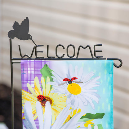 Hummingbird Welcome Garden Flag Stand