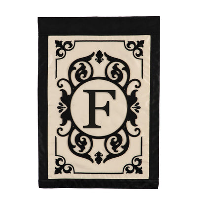 Cambridge Monogram Garden Applique Flag, Letter F