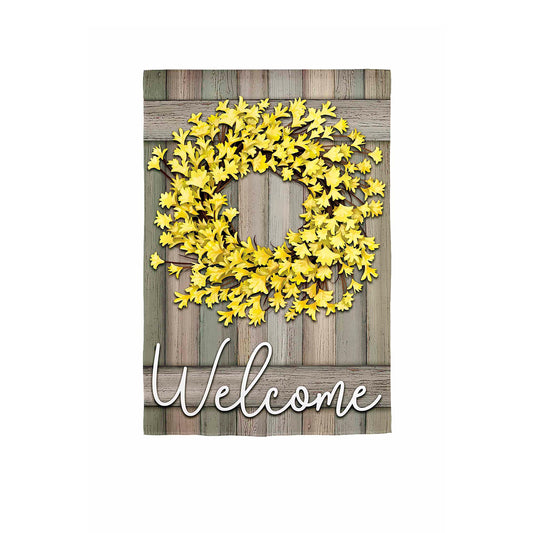 Forsythia Farmhouse Wreath Garden Burlap Flag