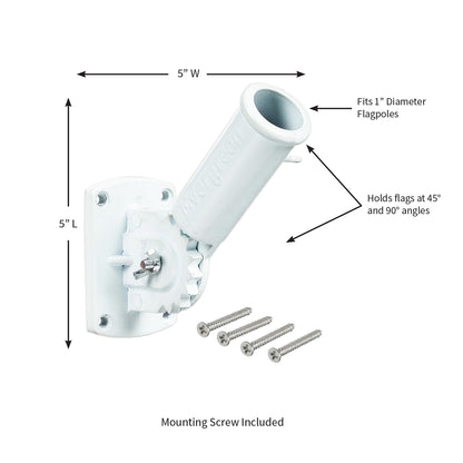 Adjustable Aluminum House Flag Bracket, White Finish