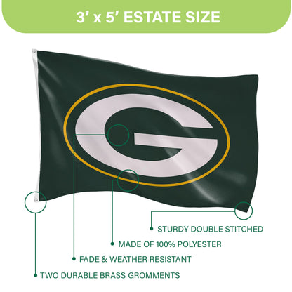 Green Bay Packers Single Sided Estate Flag with 2 Grommets, 3'x5'
