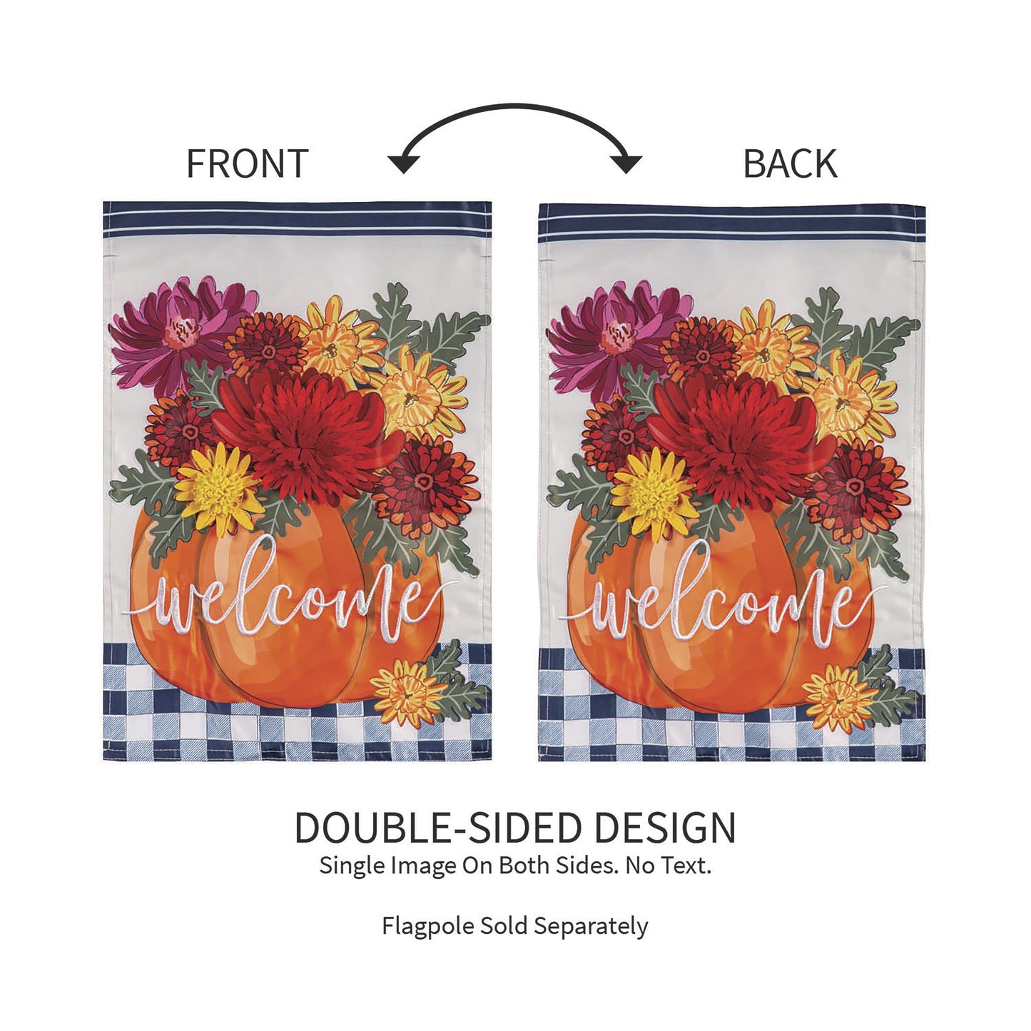 Mums and Pumpkin Applique Garden Flags