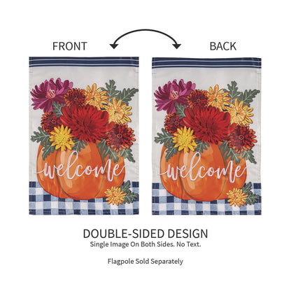 Mums and Pumpkin Applique Garden Flags