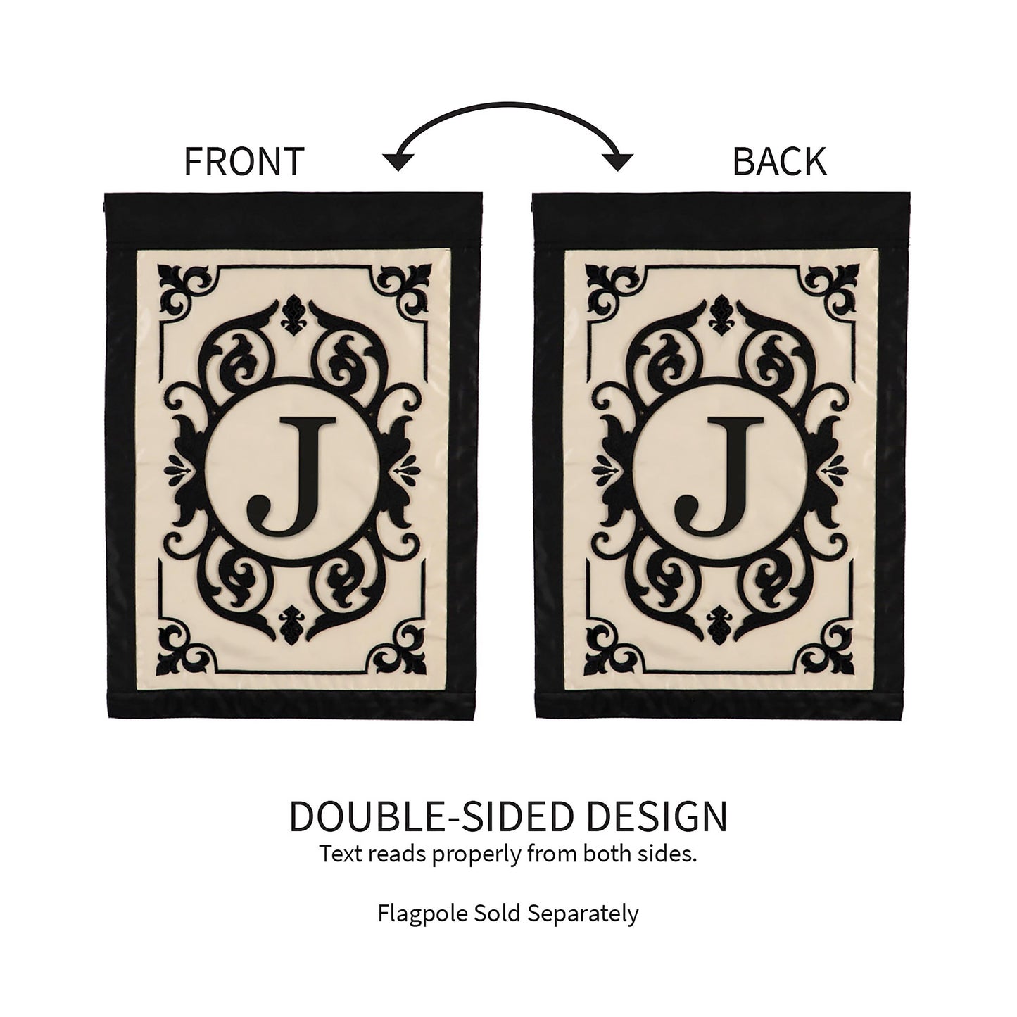 Cambridge Monogram Garden Applique Flag, Letter J