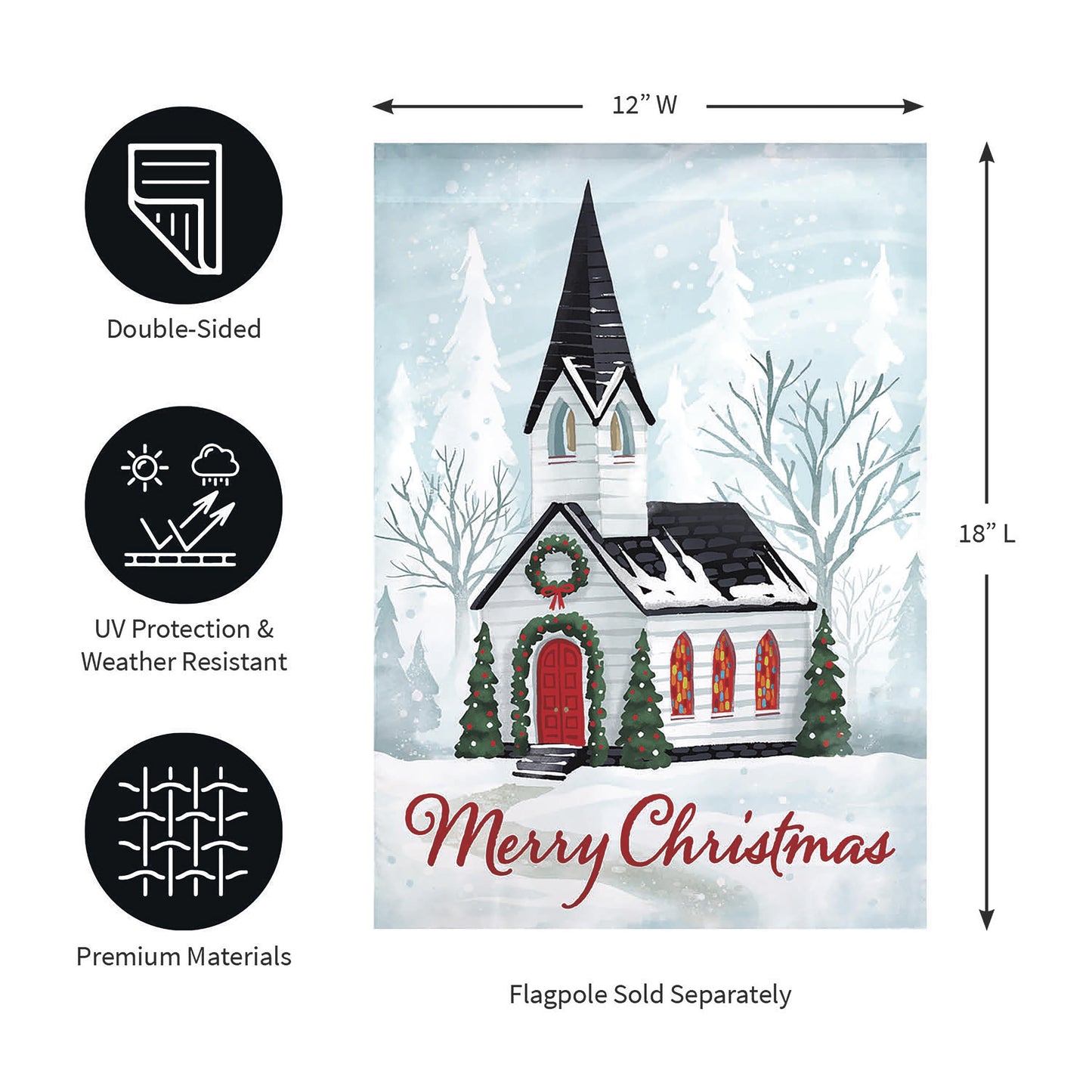 Winter Church Applique Garden Flag