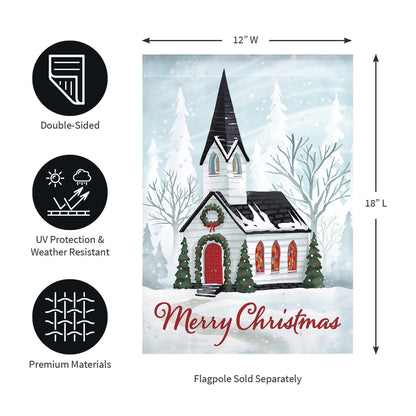 Winter Church Applique Garden Flag
