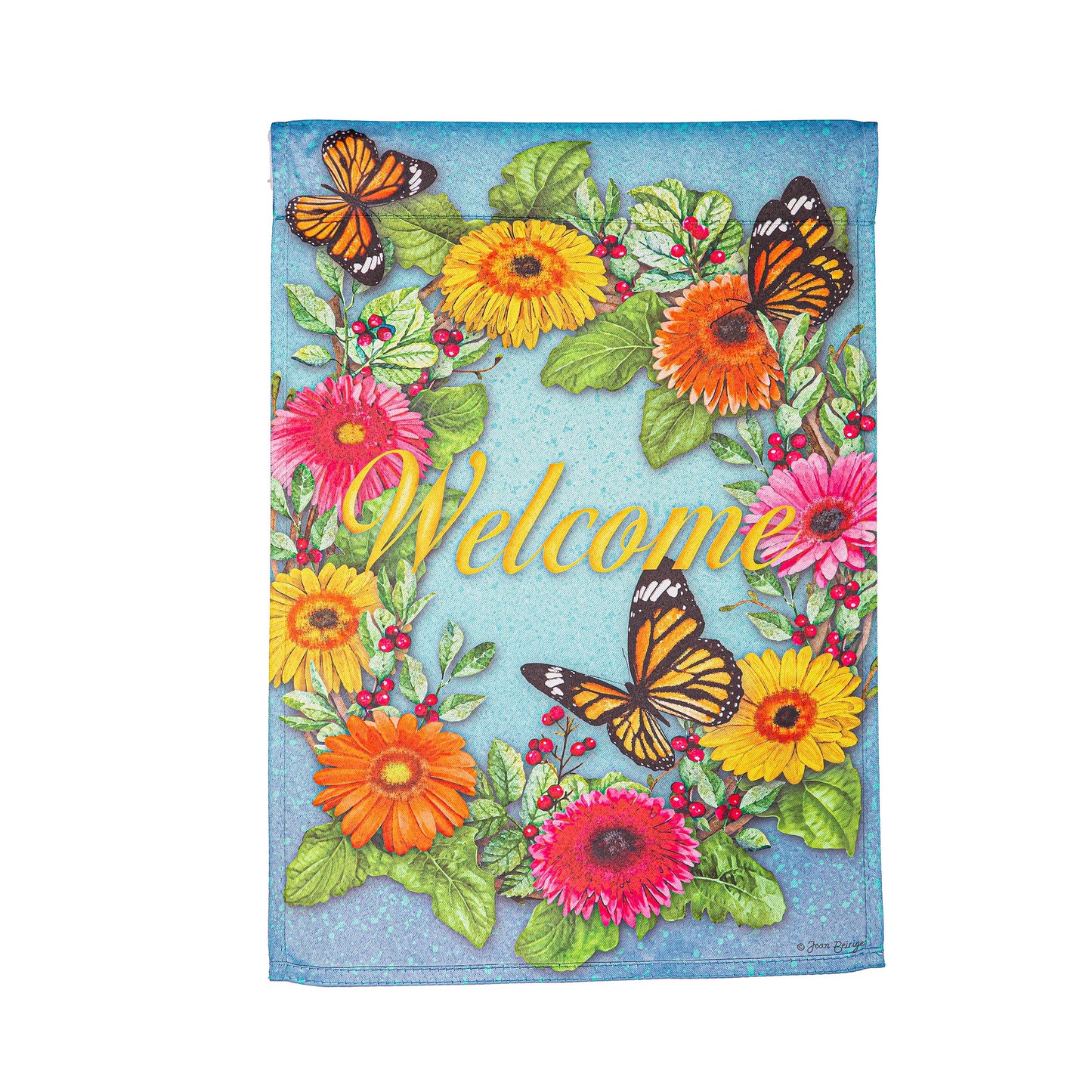 Gerbera Butterflies Suede Garden Flag