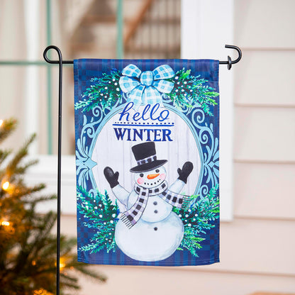 Winter Snowman Suede Garden Flag