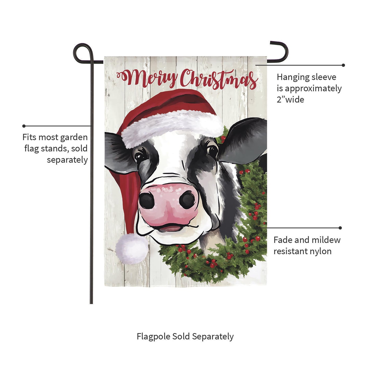Christmas Cow Burlap Garden Flag